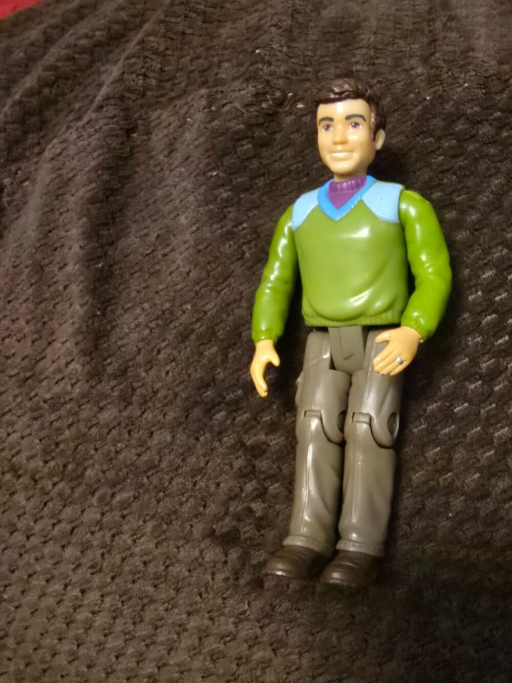 Vintage Fisher Price Loving Family Dollhouse Dad Action Figure Green Sweater